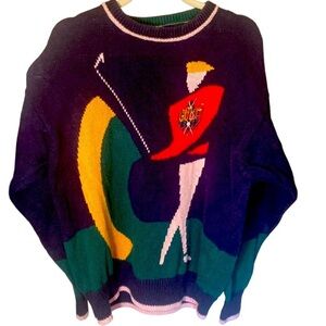 Par four vintage Ramie golf sweater size L